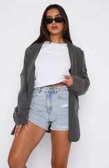 What Are We Denim Shorts Powder Blue Wash