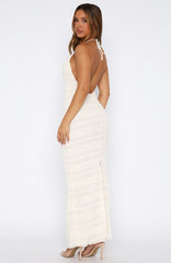 Never Say Goodbye Halter Maxi Dress Cream