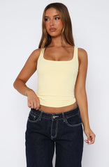 Filled With Life Ribbed Tank Lemon