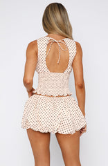 Runaway Heart Mini Skort Cream Polka Dot