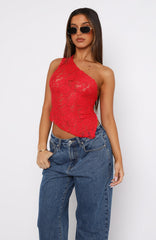 It's A Love Story Lace Top Red