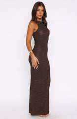 At Dusk Knit Maxi Dress Espresso