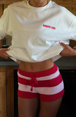 Chill Day Knit Shorts Red/Pink Stripe