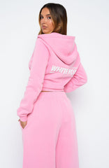 Down For Whatever Slim Zip Front Hoodie Pink Wash