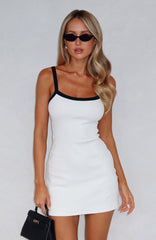 In This Moment Ribbed Mini Dress White/Black
