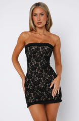 Mistress Strapless Lace Mini Dress Black