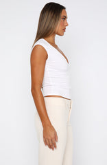 About Us V Neck Top White