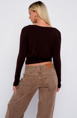 Love On Lock Long Sleeve Top Chocolate