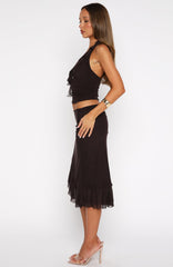 Let It Breathe Midi Skirt Espresso