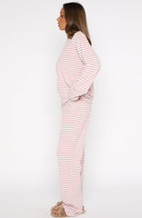 Slow Life Pyjama Pants Pink/White Stripe
