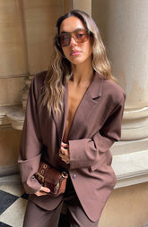 Catch Me Now Oversized Blazer Chocolate