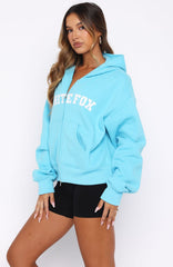 Starting Off Strong Boxy Zip Front Hoodie Azure