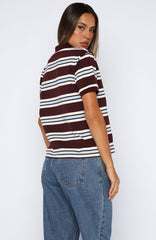 Make Your Move Polo Tee Burgundy Stripe