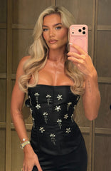 Damned Heart Embellished Bustier Black