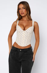 Riviera Bustier Beige Polka Dot