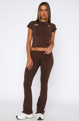 From The Archives Gigi Fold Over Flare Pants Chocolate