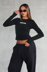 Love Addiction Long Sleeve Baby Tee Black