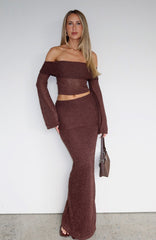 In Too Deep Knit Maxi Skirt Chocolate