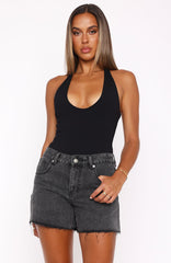 Want To Be Me Halter Bodysuit Black