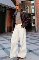 Elena Low Rise Wide Leg Jeans Cream