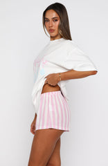 Silly Season Pyjama Shorts Pink/White Stripe