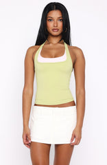 No Proof Double Layer Halter Top Green/Pink