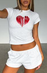 Love Burst Baby Tee Grey Marle