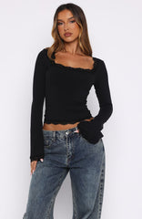 Queen Of Hearts Long Sleeve Top Black