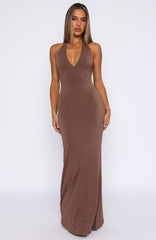 Written In The Stars Halter Maxi Dress Chocolate