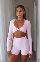 Over The Line Long Sleeve Crop Ballet Pink