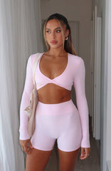 Over The Line Long Sleeve Crop Ballet Pink