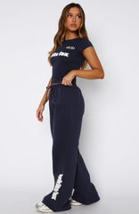 Ready To Go Wide Leg Sweatpants Navy