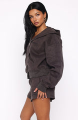 Hiding Away Boxy Zip Front Hoodie Dark Camo