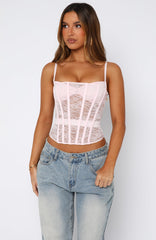 I'm Irreplaceable Lace Bustier Baby Pink