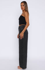 Bring The Style High Rise Wide Leg Jeans Black Acid