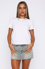 Shining Down Denim Mini Skirt Sand