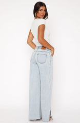 Summer Mid Rise Wide Leg Jeans Glacier Blue