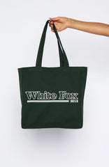 No Hesitation Tote Bag Forest Green/White
