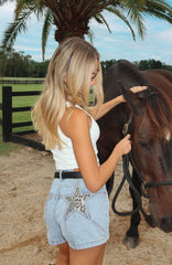 Take Over Together Denim Shorts Light Blue