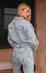 Zoe Oversized Denim Jacket Light Blue Acid