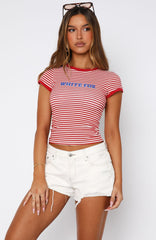 Weekend High Baby Tee Red Stripe