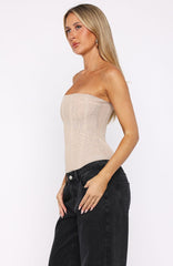 Spotlight On Me Strapless Bustier Champagne Glitter
