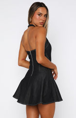 Looking At Me Halter Mini Dress Dark Indigo