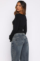 Queen Of Hearts Long Sleeve Top Black