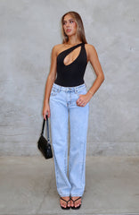 Zara Mid Rise Straight Leg Jeans Light Blue