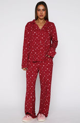 Pillow Talk Printed Long Sleeve Pyjama Set Cherry Noel
