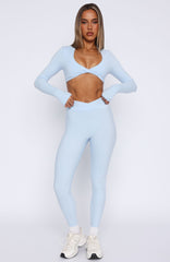 Ready Set Go Cross Front Leggings Baby Blue