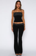 Saving My Heart Pants Black/White Polka Dot
