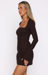 Living For Love Long Sleeve Mini Dress Chocolate