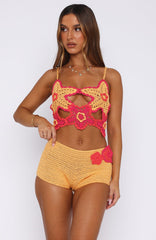 So Fresh Crochet Shorts Pastel Orange/Pink